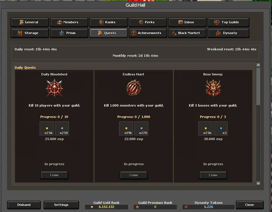 Guild weekly tasks