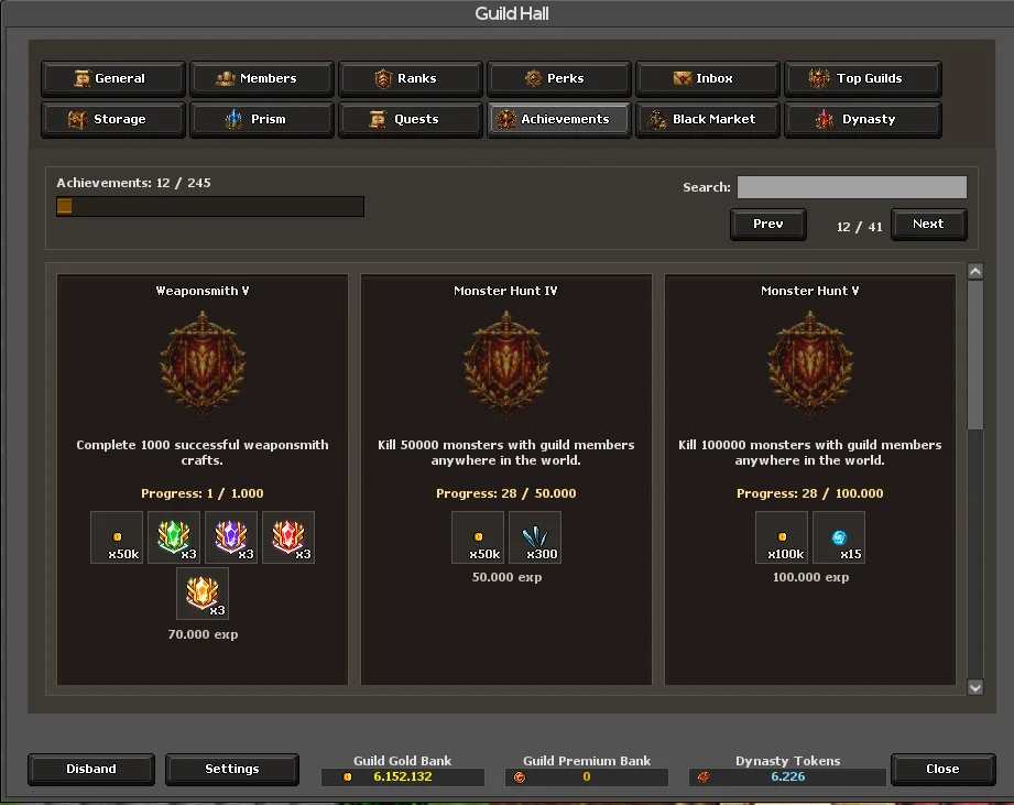 Guild achievements